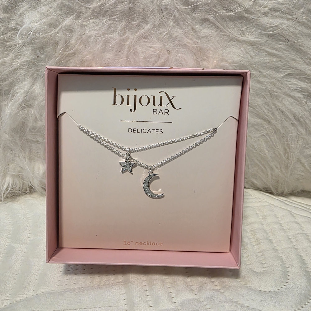 Bijoux Bar Silver Star & Moon Layered Necklace - Silver